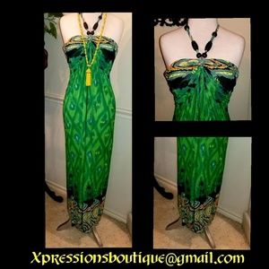 Goddess Green Strapless Sun Dress!